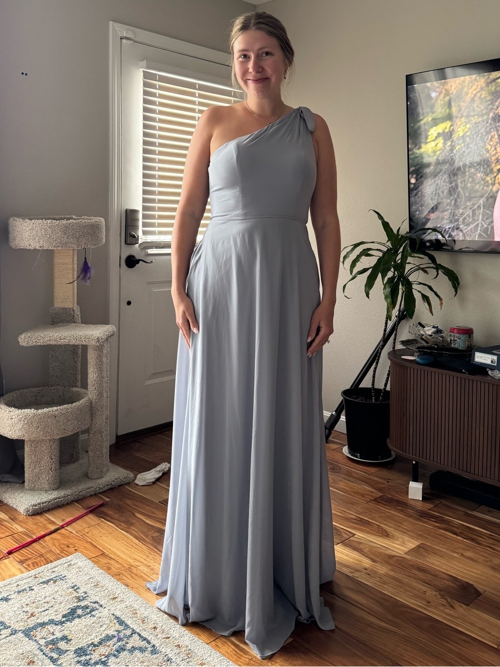 NWT Kennedy Blue Bridesmaid dress 
One-Shoulder Light Gray Evening Dress